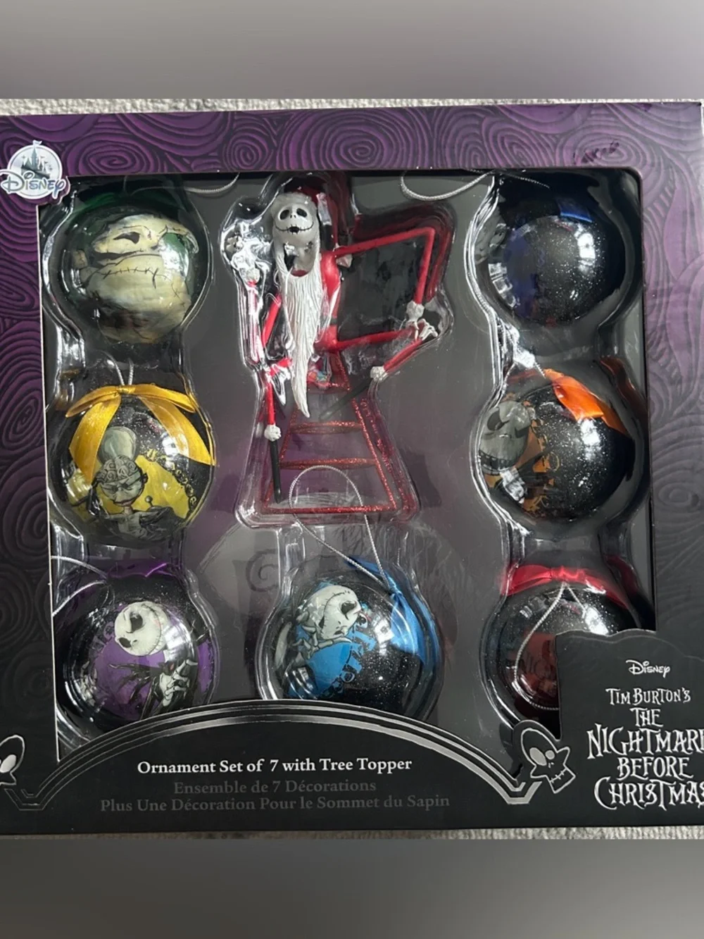 Disney Tim Burton The Nightmare Before Christmas Ornament Set with Tree Topper